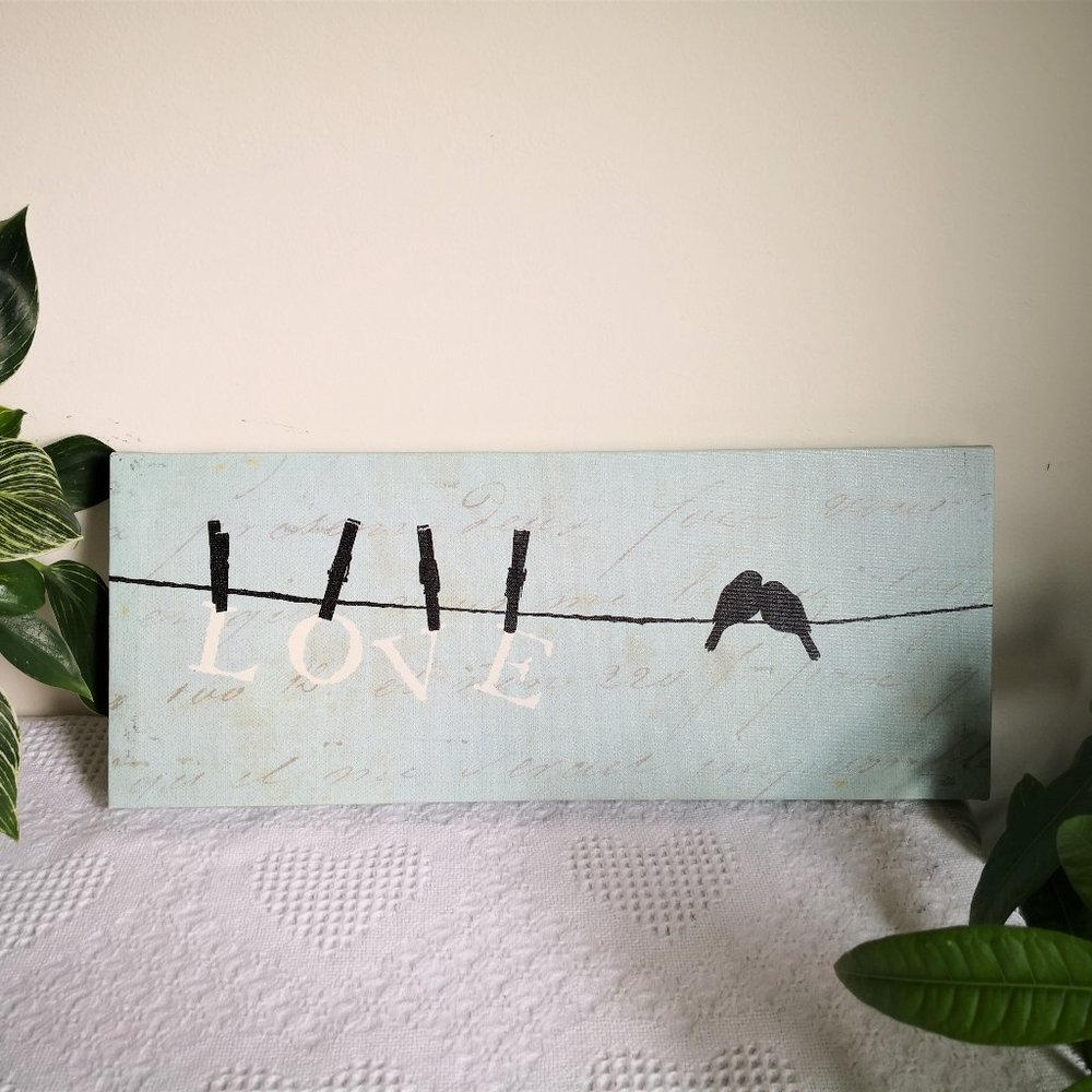 Canvas, Birds On A Wire Love By Alain Pelletier, 20"x8"